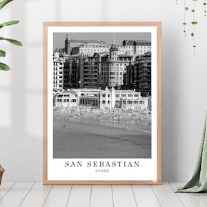San Sebastian Travel Print San Sebastian Black and White Photo San Sebastian City Landmark Poster San Sebastian Wall Art Spain Travel Poster