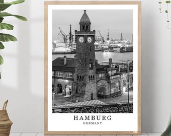 Hamburg Travel Print Black and White Photo Hamburg City Landmark Hamburg Poster Hamburg Wall Art Print Hamburg Decor Hamburg Gift Poster