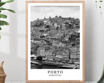 Impresión de viaje de Oporto, Portugal Foto en blanco y negro de Oporto Monumento de la ciudad de Oporto Póster de Oporto Impresión de arte de pared de Oporto Decoración de Oporto Póster de regalo de Oporto
