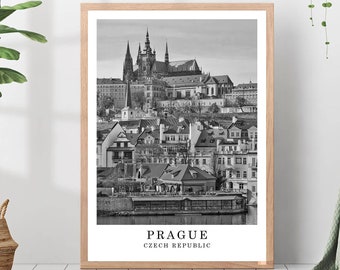 Prague Travel Print Prague Black and White Photo Prague City Landmark Prague Poster Prague Wall Art Print Prague Decor Prague Gift Poster