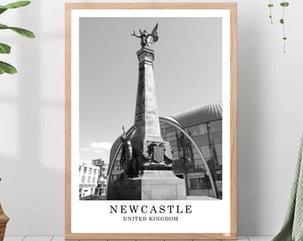 Newcastle Travel Poster Newcastle Black & White Photo Newcastle City Landmark Newcastle Wall Art Print Newcastle Decor Newcastle Gift Poster