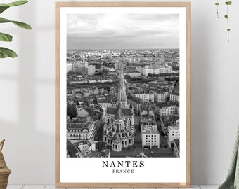 Nantes Travel Print Nantes Black and White Photo Nantes City Landmark Nantes Poster Nantes Wall Art Nantes Decor Nantes Poster Gift Art