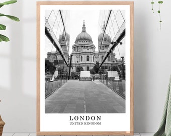 London Travel Poster London Black and White Photo London City Landmark London Poster London Wall Art Print London Poster Gift Art