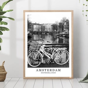 Amsterdam Travel Poster Amsterdam Schwarz Weiß Foto Amsterdam City Wahrzeichen Amsterdam Wand Druck Amsterdam Dekor Amsterdam Geschenk Poster