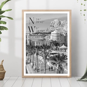 Alicante Travel Poster Alicante Black and White Photo Alicante City Landmark Alicante Wall Art Print Alicante Decor Alicante Poster Gift Art