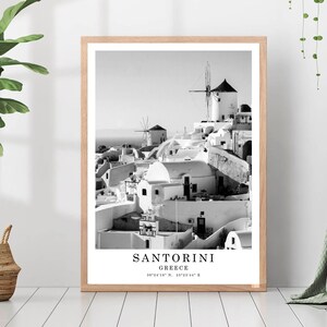 Santorini Griekenland reisposter Santorini zwart-wit foto Santorini City Landmark Santorini Wall Art Print Santorini cadeauposter