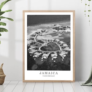 Jamaica Caribbean Travel Poster Jamaica Black and White Photo Jamaica City Landmark Jamaica Wall Art Print Jamaica Decor Jamaica Gift Poster