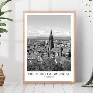 Freiburg Travel Print Black and White Freiburg City Poster Freiburg im Breisgau Germany Wall Art Minimalist Freiburg Wall Décor Poster Gift