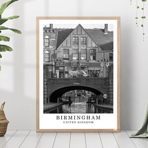 Birmingham Travel Print Black and White Birmingham City Poster Birmingham UK Wall Art Print Minimalist Birmingham Wall Décor Poster Gift