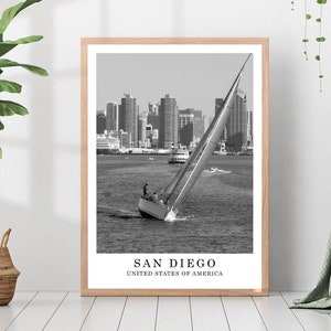 San DiegoTravel Print San Diego Black and White Photo San Diego City Landmark San Diego Wall Art Print San Diego Decor San Diego Gift Poster