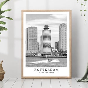 Rotterdam Netherland Travel Poster Black and White Rotterdam Photo Rotterdam City Landmark  Rotterdam Wall Art Print Rotterdam Gift Poster