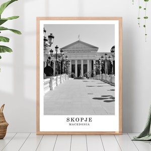 Skopje Travel Poster Skopje Black and White Photo Skopje City Landmark Skopje Poster Skopje Wall Art Print Skopje Decor Skopje Gift Poster