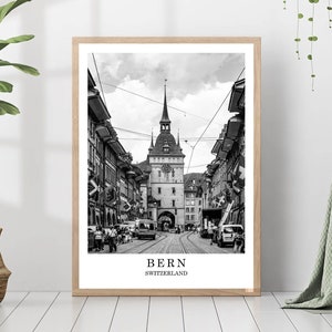 Bern Switzerland Travel Poster Black and White Bern Photo Bern City Landmark Bern Wall Art Print Bern Decor Bern Gift Art Poster