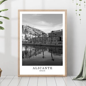 Alicante Travel Poster Alicante Black and White Photo Alicante City Landmark Alicante Wall Art Print Alicante Decor Alicante Poster Gift Art
