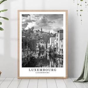 Luxembourg City Poster Black and White Photo Luxembourg City Landmark Luxembourg Wall Art Print Luxembourg Travel Luxembourg Poster Gift Art