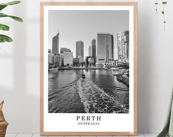 Perth Australien Reise Poster Perth Schwarz Weiß Foto Perth City Wahrzeichen Perth Wand Kunst Perth Dekor Perth Geschenk Kunst Poster