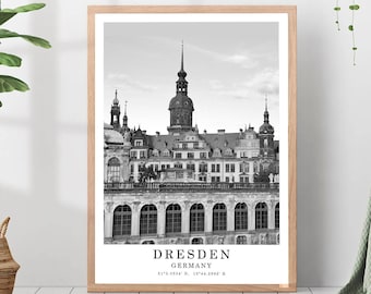 Dresden reisafdruk zwart-wit Dresden stad poster Dresden Duitsland Wall Art Print minimalistische Dresden wanddecoratie poster cadeau