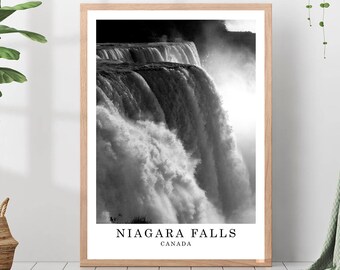 Niagara Falls Travel Print Niagara Falls Black and White Photo Canada Landmark Niagara Wall Art Niagara Falls Decor Niagara Poster Gift Art