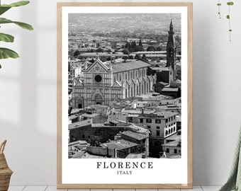 Póster de viaje de Florencia. Foto en blanco y negro de Florencia. Monumento de la ciudad de Florencia. Impresión artística de pared de Florencia. Decoración de Florencia. Póster de regalo de Florencia.