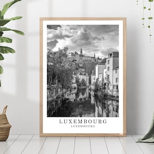 Luxembourg Travel Poster Luxembourg Black and White Photo Luxembourg City Landmark Luxembourg Wall Art Decor Luxembourg Poster Gift Art