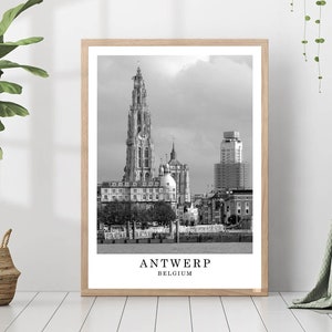 Antwerp Belgium Travel Print Antwerp Black and White Photo Antwerp City Landmark Poster Antwerp Wall Art Decor Antwerp Poster Gift Art