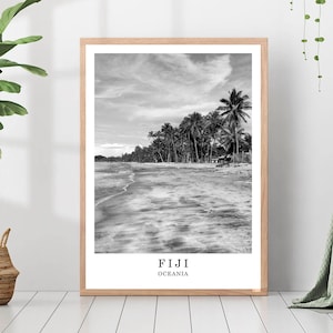 Fiji Travel Print Black and White Fiji Island Poster Fiji Oceania Wall Art Print Minimalist Fiji Wall Décor Poster Gift