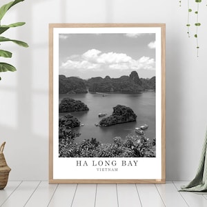 Ha Long Bay Travel Poster Ha Long Bay Black and White Photo Ha Long Bay Island Landmark Ha Long Bay Wall Art Print Vietnam Gift Poster