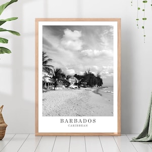 Barbados Travel Print Black and White Barbados Island Poster Barbados Caribbean Wall Art Print Minimalist Barbados Wall Décor Poster Gift