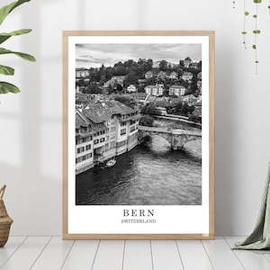 Bern Travel Poster Bern Black and White Photo Bern City Landmark Bern Poster Bern Wall Art Print Bern Decor Bern Poster Gift Art