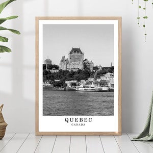 Quebec Travel Print Quebec Black and White Photo Quebec City Landmark Quebec Poster Quebec Wall Art Quebec Decor Quebec Poster Gift Art