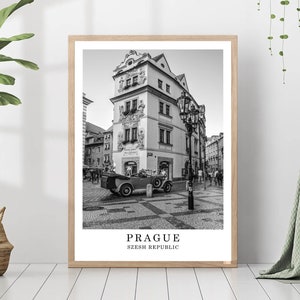 Poster della città di Praga Foto in bianco e nero di Praga Punto di riferimento della città di Praga Poster di Praga Arte murale di Praga Viaggio a Praga Poster di Praga Regalo Arte