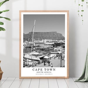 Cape Town Travel Poster Cape Town Black and White Photo Cape Town City Landmark Cape Town Wall Print Cape Town Gift Poster Cape Town Art