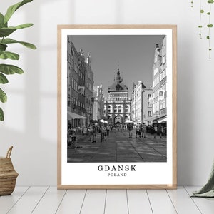 Gdansk Poland Travel Poster Gdansk Black and White Photo Gdansk City Landmark Gdansk Wall Art Print Gdansk Decor Gdansk Gift Poster