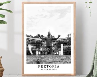 Póster de viaje de Pretoria Foto en blanco y negro Póster de monumento de la ciudad de Pretoria Impresión de arte de pared de Pretoria Decoración de Pretoria Póster de Pretoria Arte de regalo