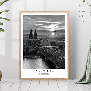 Cologne Travel Poster Cologne Black and White Photo Cologne City Landmark Cologne Wall Art Print Cologne Decor Cologne Poster Gift Art