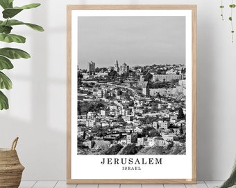 Jerusalem Israel Travel Poster Black and White Jerusalem Photo Jerusalem City Landmark Jerusalem Wall Art Print Jerusalem Gift Poster