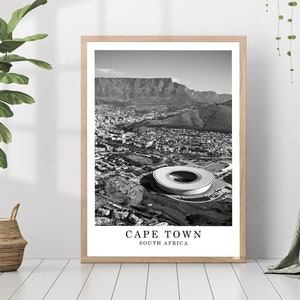 Cape Town Travel Poster Black and White Photo Cape Town City Landmark Cape Town Wall Art Print Cape Town Decor Cape Town Poster Gift Art