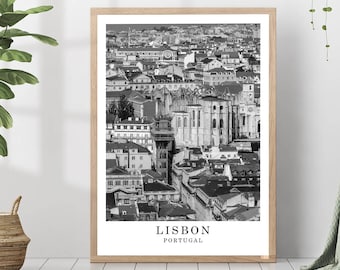 Lisbon Portugal Travel Poster Lisbon Black and White Photo Lisbon City Landmark Lisbon Wall Art Print Lisbon Decor Lisbon Gift Poster