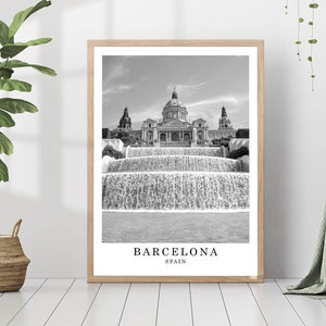 Barcelona SpainTravel Poster Black and White Barcelona Photo Barcelona City Landmark Barcelona Wall Art Print Barcelona Poster Gift Art