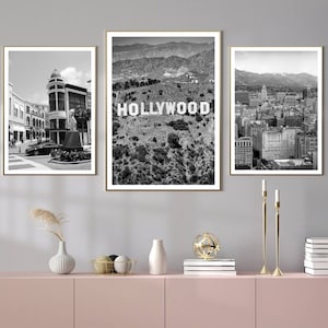 Los Angeles Set of 3 Travel Prints Black and White Photo Los Angeles City Landmark Poster Los Angeles Wall Art Los Angeles Poster Gift Art