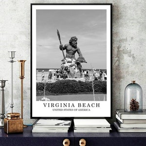 Virginia Beach Travel Print Black andWhite Photo Virginia Beach Wall Art Virginia Beach Landmark Virginia Beach Gift Poster Digital Download