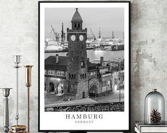 Hamburg Travel Print Black and White Photo Hamburg Wall Art Hamburg City Landmark Hamburg Décor Hamburg Gift Poster Digital Printable