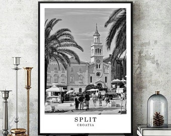 Split Croatia Travel Poster Split Black and White Photo Split Wall Art Split City Landmark Split Art Work Split Gift Poster Digital Download