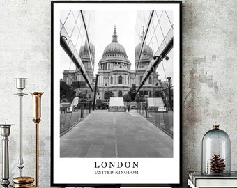 London Travel Print London Black and White Photo London City Landmark London Decor London Wall Art Print London Poster Gift Digital Download