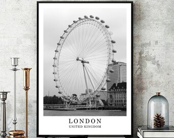 London Travel Print London Black and White Photo London City Landmark London Decor London Wall Art Print London Poster Gift Digital Download