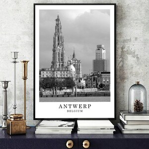 Antwerp Belgium Travel Print Antwerp Black and White Photo Antwerp City Landmark Antwerp Wall Art Decor Antwerp Gift Poster Digital Download