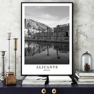 Alicante Travel Print Black and White Photo Alicante City Landmark Alicante Wall Art Alicante Decor Alicante Poster Gift Digital Download