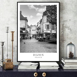 Dijon France Travel Print Dijon Black and White Photo Dijon City Landmark Dijon Poster Dijon Wall Art Dijon Decor Dijon Printable Download