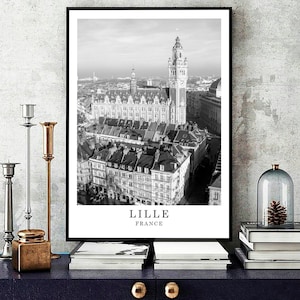 Lille France Travel Poster Lille Black and White Photo Lille Wall Art Lille City Landmark Lille Art Work Lille Gift Poster Digital Download