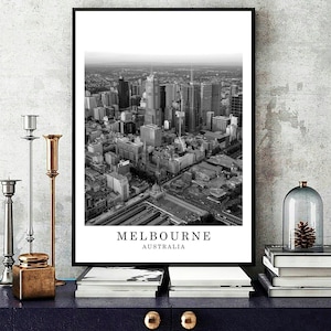 Melbourne Australia Travel Print Black and White Photo Melbourne Wall Art Melbourne City Landmark Melbourne Gift Poster Digital Download